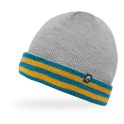 Sunday Afternoons Kids' Saturn Beanie -Suday afternoons kids saturn beanie dark gold stripe cloud gray reversible fw21 2500px