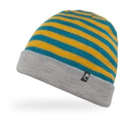 Sunday Afternoons Kids' Saturn Beanie -Suday afternoons kids saturn beanie gold stripe cloud gray front fw21 2500px